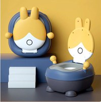 Olita pentru copii Little Mom Rabbit Yellow, cu adaptor moale din PU, vas colector detasabil, capac rabatabil cu functie de spatar ergonomic, picioruse antiaderente, dimensiune 36 x 32.5 x 53 cm - 10
