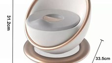 Olita pentru copii Little Mom Space Gold, design ergonomic, elegant si modern, cu adaptor moale din spuma PU, vas colector detasabil, baza anti-alunecare, dimensiune 33.5 x 33.5 x 31 cm