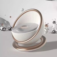 Olita pentru copii Little Mom Space Gold, design ergonomic, elegant si modern, cu adaptor moale din spuma PU, vas colector detasabil, baza anti-alunecare, dimensiune 33.5 x 33.5 x 31 cm - 3