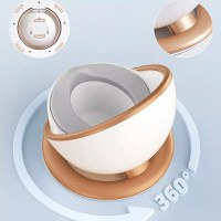 Olita pentru copii Little Mom Space Gold, design ergonomic, elegant si modern, cu adaptor moale din spuma PU, vas colector detasabil, baza anti-alunecare, dimensiune 33.5 x 33.5 x 31 cm - 4