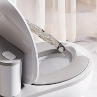 Olita tip minitoaleta pentru copii Little Mom Blue cu sunete, colac din PVC, vas colector detasabil, capac rabatabil cu functie de spatar si suport pentru servetele, dimensiuni 27x22x32 cm - 6