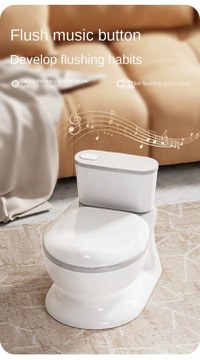 Olita tip minitoaleta pentru copii Little Mom Blue cu sunete, colac din PVC, vas colector detasabil, capac rabatabil cu functie de spatar si suport pentru servetele, dimensiuni 27x22x32 cm - 9