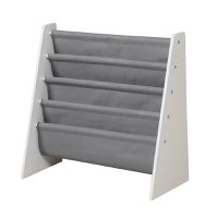 Organizator copii Ginger Home WhiteGrey cu rafturi pentru carti si reviste,material MDFtextil,potrivit pentru camera de zi, birou, centre pentru copii si gradinite ,dimensiune 62,7x28x60cm - 5
