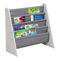 Organizator copii Ginger Home WhiteGrey cu rafturi pentru carti si reviste,material MDFtextil,potrivit pentru camera de zi, birou, centre pentru copii si gradinite ,dimensiune 62,7x28x60cm - 1