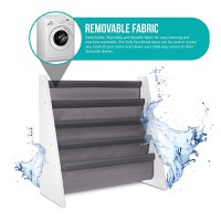 Organizator copii Ginger Home WhiteGrey cu rafturi pentru carti si reviste,material MDFtextil,potrivit pentru camera de zi, birou, centre pentru copii si gradinite ,dimensiune 62,7x28x60cm - 4