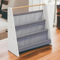 Organizator Ginger Home Nursery White din MDF si lemn de pin pentru carti si reviste copiijucariimateriale didactice si alte obiecte mici,design portabil cu maner,dimensiune 60X25X60 cm - 4