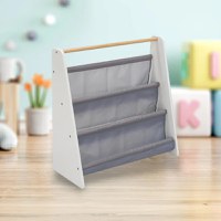 Organizator Ginger Home Nursery White din MDF si lemn de pin pentru carti si reviste copiijucariimateriale didactice si alte obiecte mici,design portabil cu maner,dimensiune 60X25X60 cm - 6