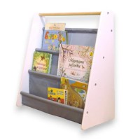 Organizator Ginger Home Nursery White din MDF si lemn de pin pentru carti si reviste copiijucariimateriale didactice si alte obiecte mici,design portabil cu maner,dimensiune 60X25X60 cm - 8