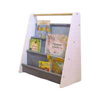 Organizator Ginger Home Nursery White din MDF si lemn de pin pentru carti si reviste copiijucariimateriale didactice si alte obiecte mici,design portabil cu maner,dimensiune 60X25X60 cm - 10