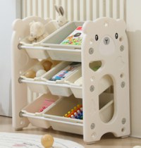 Organizator pentru copii Nichiduta Garden Blue Bear, cu rafturi deschise, pe 3 nivele, include 5 cutii mici si 2 cutii mari, dimensiune 66 x 33 x 66 cm - 1