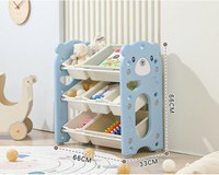 Organizator pentru copii Nichiduta Garden Blue Bear, cu rafturi deschise, pe 3 nivele, include 5 cutii mici si 2 cutii mari, dimensiune 66 x 33 x 66 cm - 3