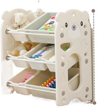 Organizator pentru copii Nichiduta Garden Blue Bear, cu rafturi deschise, pe 3 nivele, include 5 cutii mici si 2 cutii mari, dimensiune 66 x 33 x 66 cm - 4