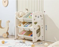 Organizator pentru copii Nichiduta Garden Blue Bear, cu rafturi deschise, pe 3 nivele, include 5 cutii mici si 2 cutii mari, dimensiune 66 x 33 x 66 cm - 6