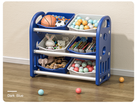 Organizator pentru jucarii Nichiduta Garden Butterfly Dark Blue, cu 3 nivele si 6 cutii depozitare, margini rotunjite, 77x66x32 cm - 1