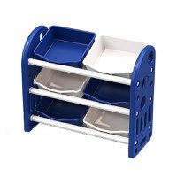 Organizator pentru jucarii Nichiduta Garden Butterfly Dark Blue, cu 3 nivele si 6 cutii depozitare, margini rotunjite, 77x66x32 cm - 8