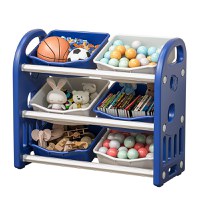 Organizator pentru jucarii Nichiduta Garden Butterfly Dark Blue, cu 3 nivele si 6 cutii depozitare, margini rotunjite, 77x66x32 cm - 2