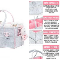 Organizator scutece si accesorii copiibebelusi 38x26x18 cm pink - 2