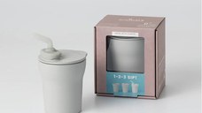 Pahar cu capac si pai antrenament bebelusi Miniware 1-2-3 Sip Grey