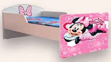 Pat copii Minnie Mouse cu saltea, 160x80 cm, 2-12 ani