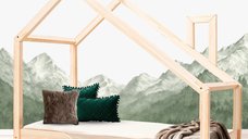Pat copii Montessori tip casuta, LittleAmy, Dream, Natur, 80 x 160 cm