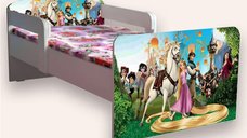 Pat copii Rapunzel cu manere, 140x70 cm, pentru varsta 2-8 ani
