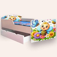 Pat pentru copii Albinuta, cu sertar si saltea, 2-8 ani, 140x70 cm - 2