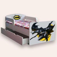 Pat pentru copii Batman, cu manere si sertar, 2-8 ani, 140x70 cm - 1