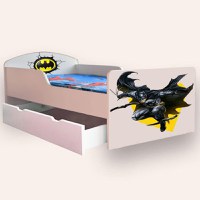 Pat pentru copii Batman cu sertar si saltea, 2-8 ani, 140x70 cm - 1