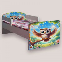 Pat pentru copii Bufnita, cu manere si saltea, 2-8 ani, 140x70 cm - 2