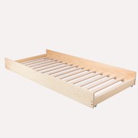 Pat pentru copii casuta montessori, Little Amy, MiniNest, balustrade cu bare rotunde, Natur, 140x200 cm - 1