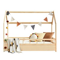 Pat pentru copii casuta Montessori, Little Amy, MonteHouse, Natur, 90 x 180 cm - 5