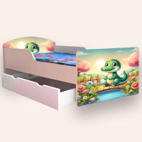 Pat pentru copii Crocodil, cu sertar, 2-6 ani, 130x60 cm - 2