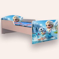 Pat pentru copii Elsa si dragonul, cu saltea, 2-6 ani, 130x60 cm - 2