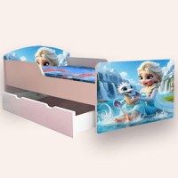 Pat pentru copii Elsa si dragonul, cu sertar si saltea, 2-12 ani, 160x80 cm - 2