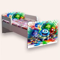 Pat pentru copii Emotii, cu manere si saltea, 2-12 ani, 160x80 cm - 2