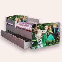 Pat pentru copii Frozen varianta 2, cu manere si sertar, 2-8 ani, 140x70 cm - 2