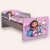 Pat pentru copii Gabbys Dollhouse, cu manere si saltea, 2-12 ani, 160x80 cm - 2
