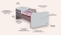 Pat pentru copii Gabbys Dollhouse, cu manere si saltea, 2-12 ani, 160x80 cm - 1