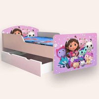 Pat pentru copii Gabbys Dollhouse, cu sertar si saltea, 2-12 ani, 160x80 cm - 2