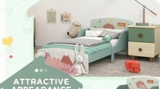 Pat pentru copii GINGER HOME 130x70 cm cu laterale de protectie Forest