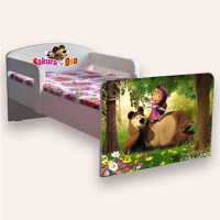 Pat pentru copii Masha si ursul, cu manere, 2-6 ani, 130x60 cm - 2