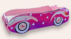 Pat pentru copii masina Minnie Roz, 2-8 ani, 140x70cm