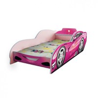 Pat pentru copii masina Turbo Speed 95 Roz cu saltea, 2-12 ani, 160x80 cm - 2