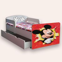 Pat pentru copii Mickey Mouse cu manere si sertar, 2-8 ani, 140x70 cm - 1