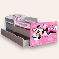 Pat pentru copii Minnie Mouse, cu manere, sertar si saltea, 2-6 ani, 130x60 cm - 2