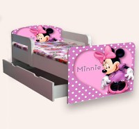 Pat pentru copii Minnie Mouse varianta 2, cu manere, sertar si saltea, 2-12 ani, 160x80cm - 2