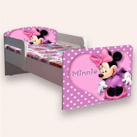 Pat pentru copii Minnie Mouse varianta 2, cu manere si saltea, 2-6 ani, 130x60 cm - 2