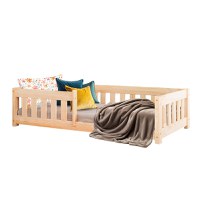 Pat pentru copii Montessori cu balustrada, Little Amy, Charlie, balustrade cu bare plate, Natur, 120 x 200 cm - 4
