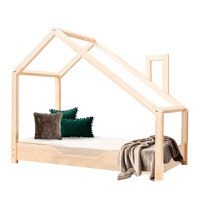 Pat pentru copii Montessori tip casuta, LittleAmy, Dream, Natur, 70 x 140 cm - 6