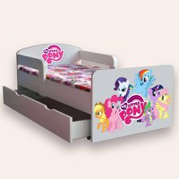 Pat pentru copii My Little Pony cu manere, sertar si saltea, 2-12 ani, 160x80 cm - 1